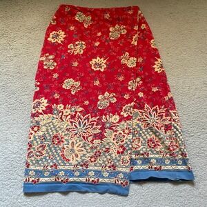 Coldwater Creek‎ Skirt Red Floral Women's Size Petite Small Woman Flower